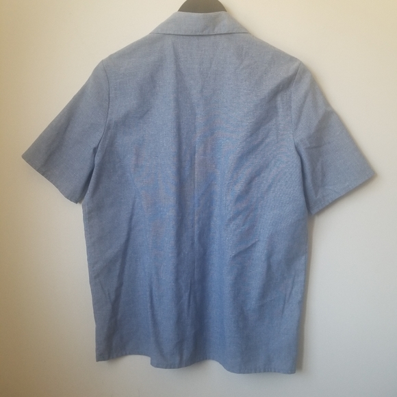 Women's chambray short sleeve button front top - Picture 2 of 7